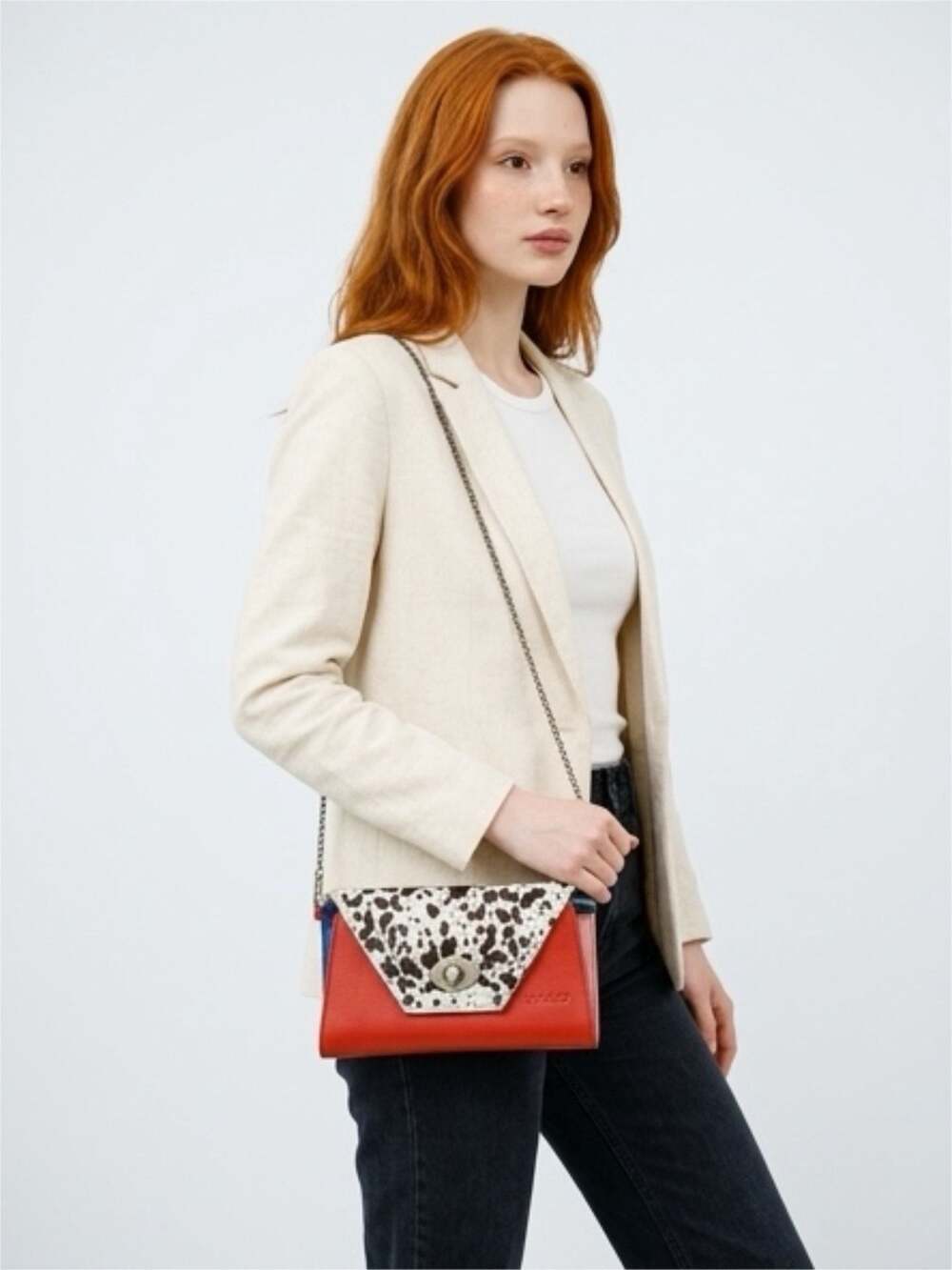 Soruka Secret Recycled Leather Clutch Wallet with Cowhide Print Flap